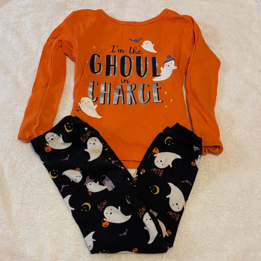 Kids Orange 'Ghoul in Charge' Halloween One-Piece Bodysuit